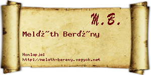 Meláth Berény névjegykártya